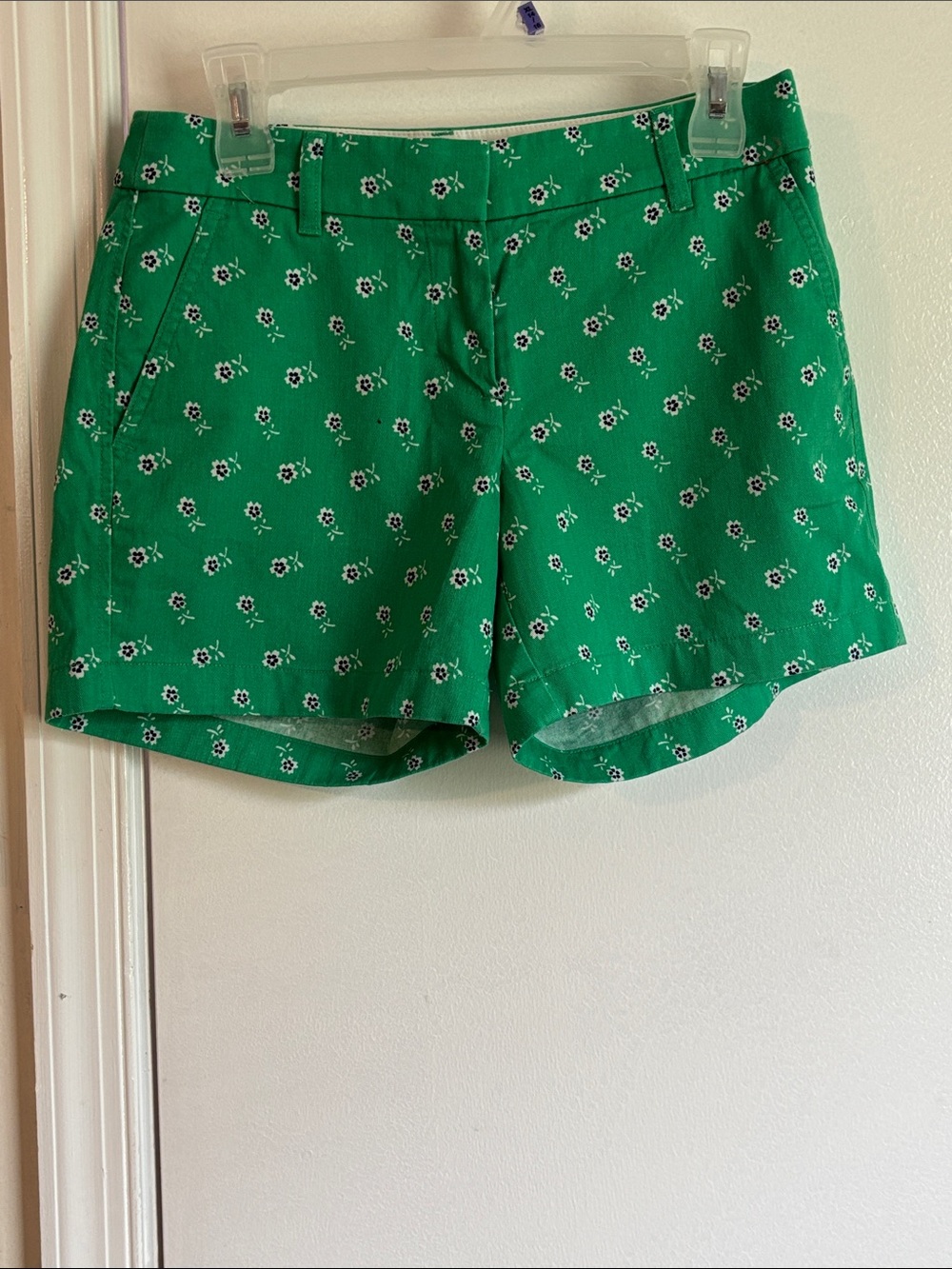J. Crew Green Shorts with Navy and White Flowers. Like New. Size 2